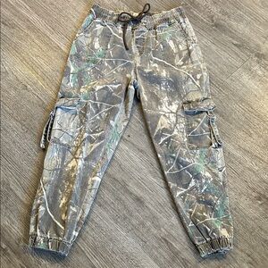 Telepatia Camo Cargo Jogger Pants Elastic Waist Utility Size 9/29